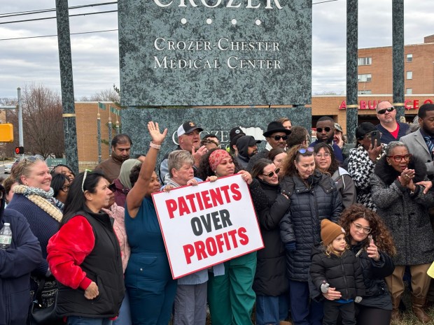 There were more than a few rallies outside outside Crozer-Chester Medical Center in the spring. The first one in months is planned for Monday. (KATHLEEN E. CAREY - DAILY TIMES) 